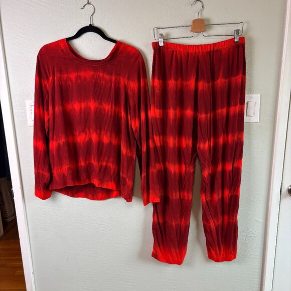 NWT Raquel Allegra Red Coordinated Set Long Sleeve Shirt and Pants - Picture 1 of 12